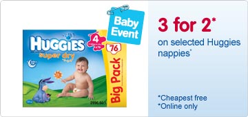 3 for 2 on selected Huggies Nappies